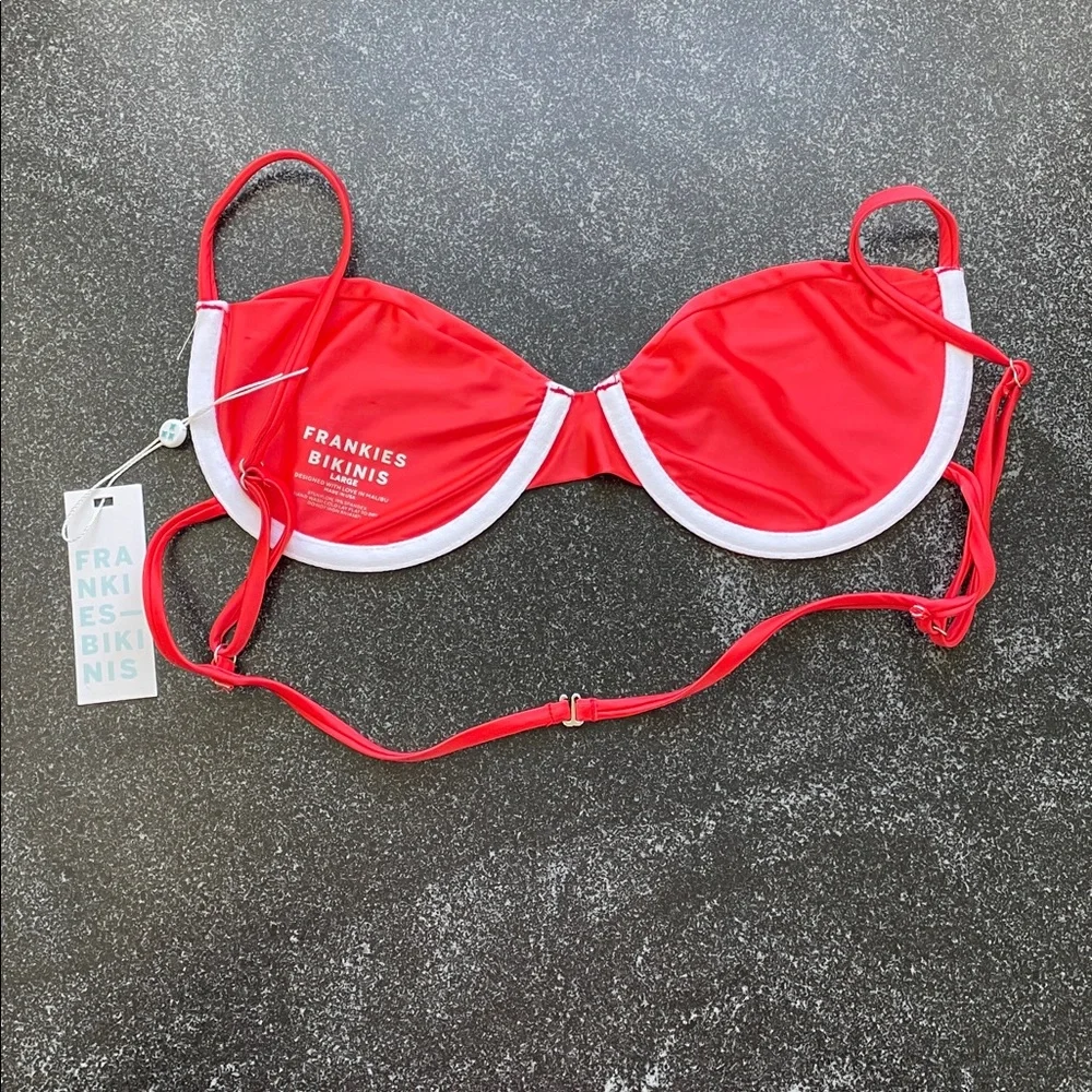 NWT Frankie's Bikinis Maggie Red Bikini Swim Top Size Large (L)